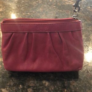 Coach hot pink wristlet, used